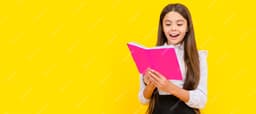 an little girl happy reading a book